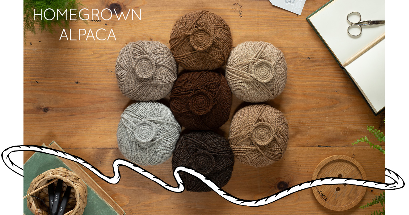 Homegrown Alpaca TOFT yarn twenty years celebrations
